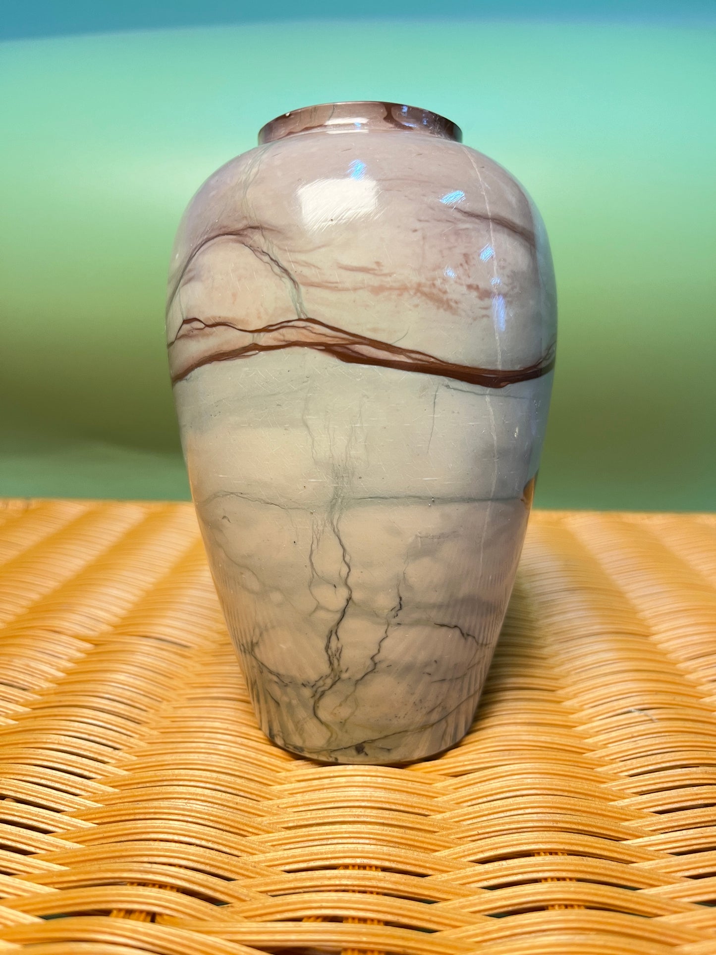 F1008 Picture jasper chubby vase