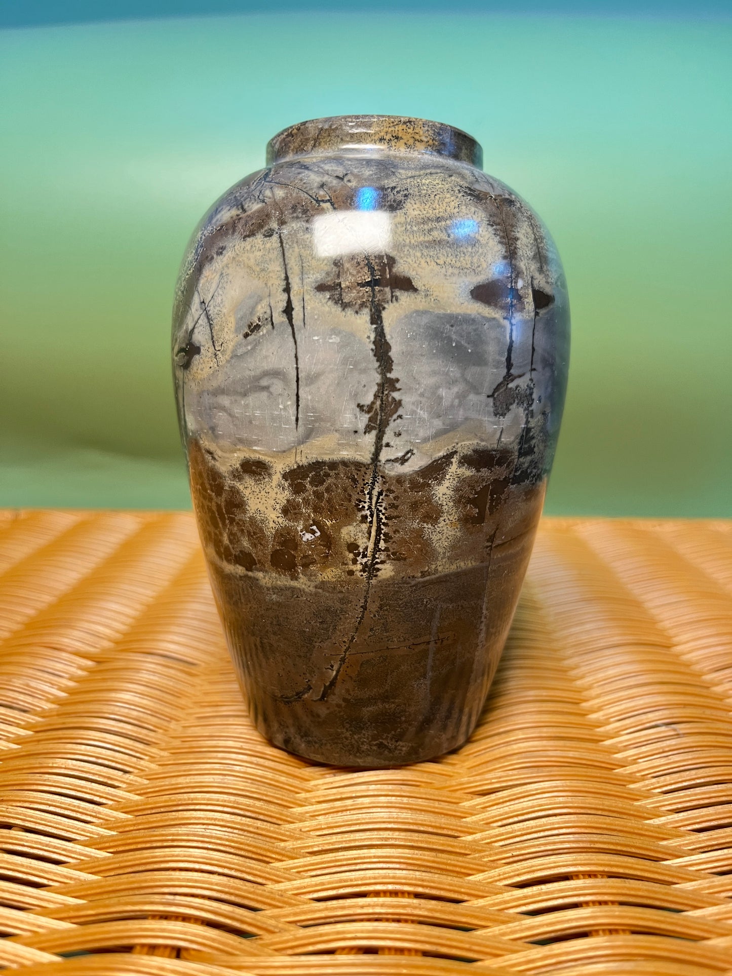 1007 Picture jasper chubby vase
