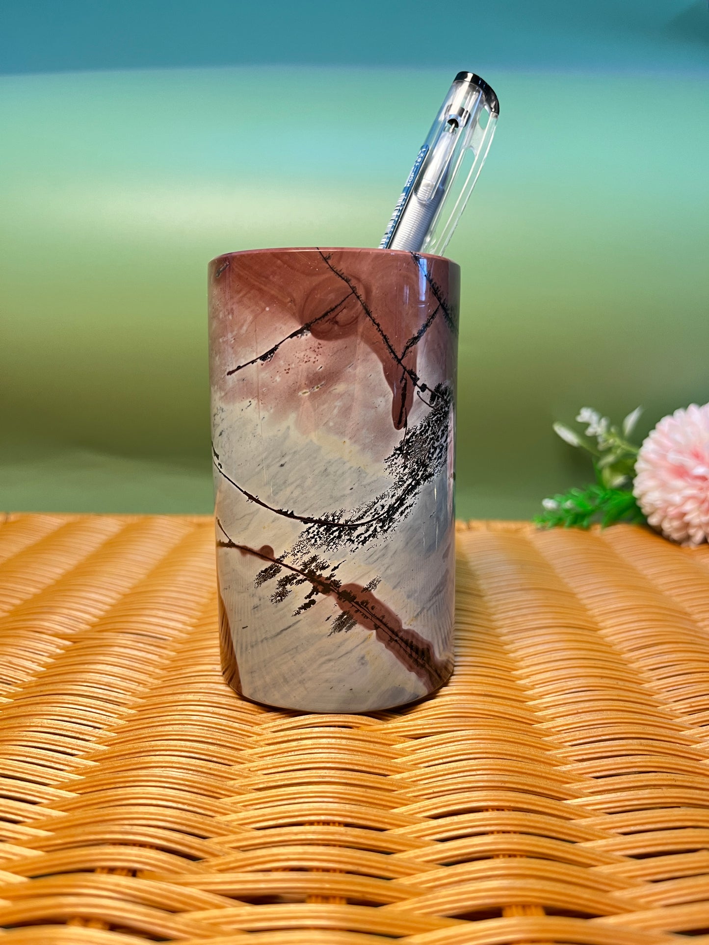 E1005 Picture jasper pen holder