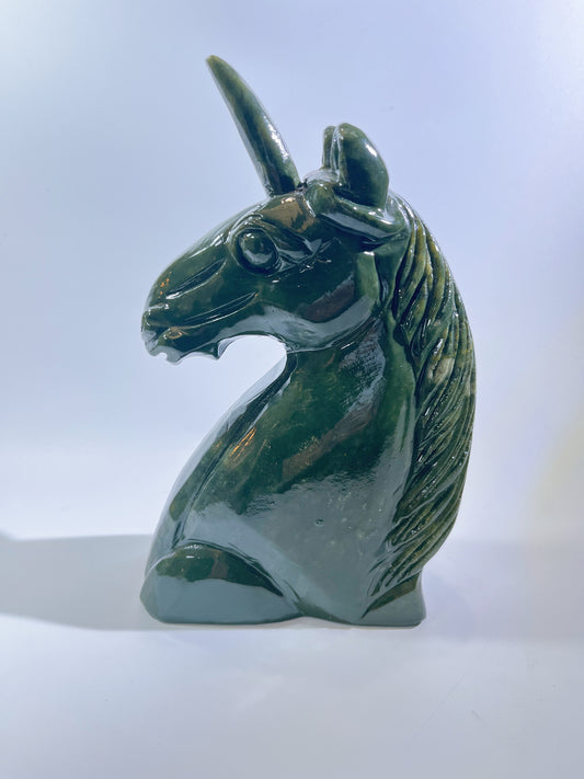 Green Jade Unicorn Head