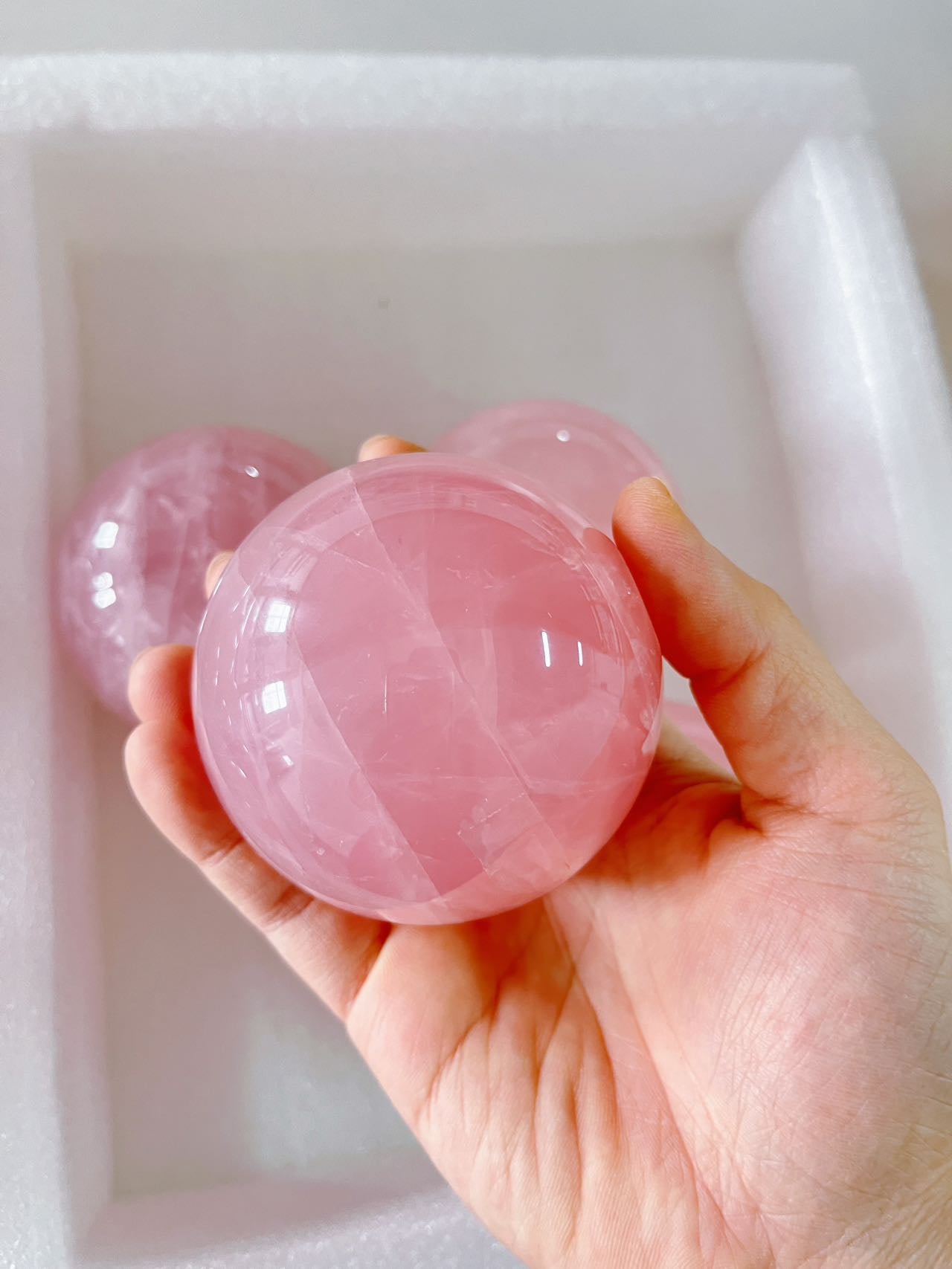 Medium-sized High Quality Rose Quartz Spheres