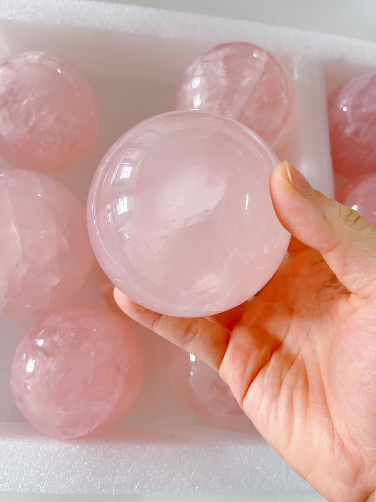 Medium-sized Super High-Quality Rose Quartz Spheres (DM)