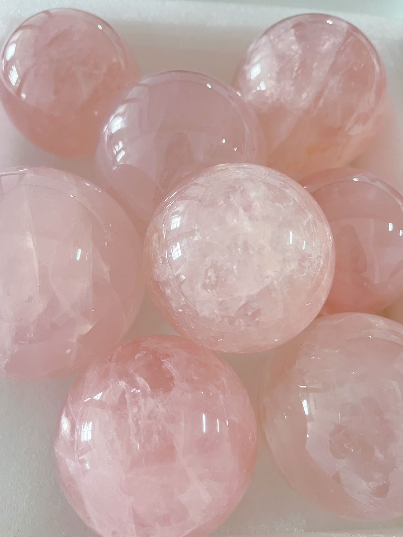 Medium-sized Super High-Quality Rose Quartz Spheres (DM)