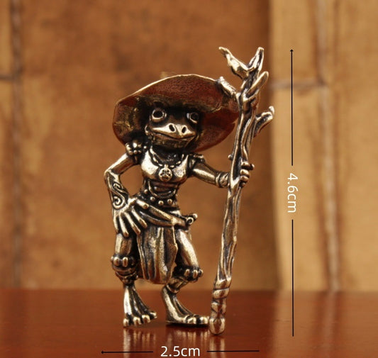 Brass frog farmer