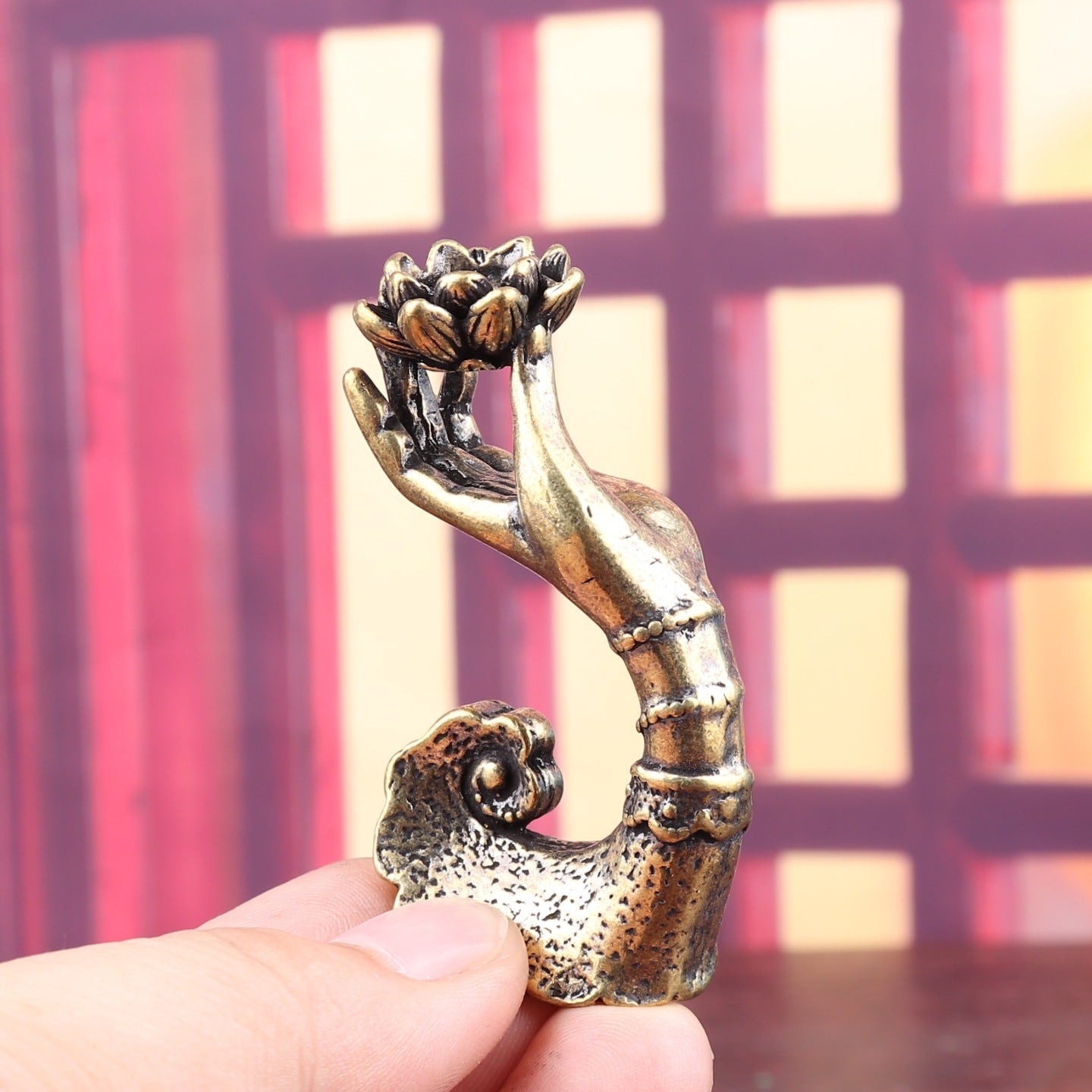 Brass lotus hand incense burner/holder