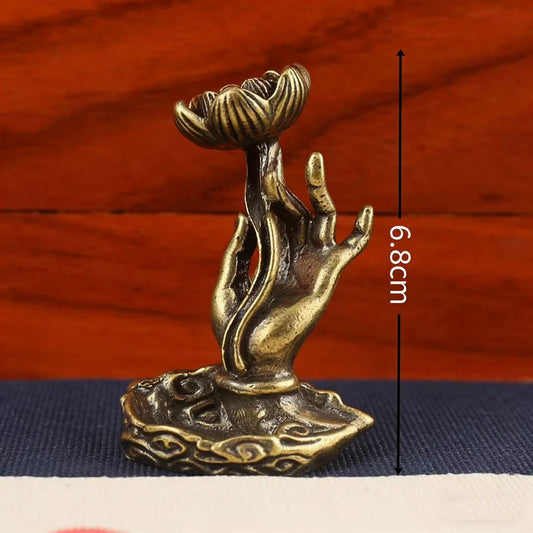 Brass lotus hand incense holder/ burner