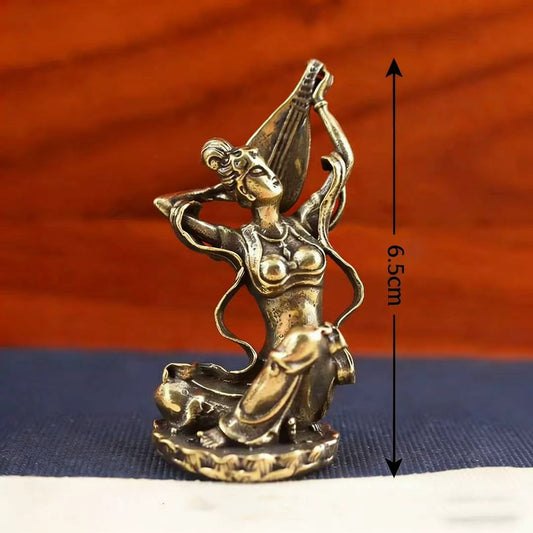 Brass lute/pipa goddess