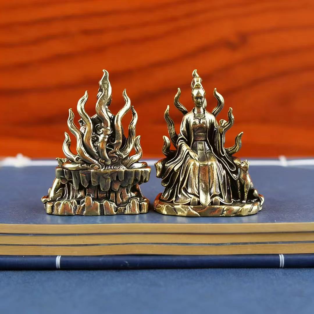 Brass nine tail fox goddess
