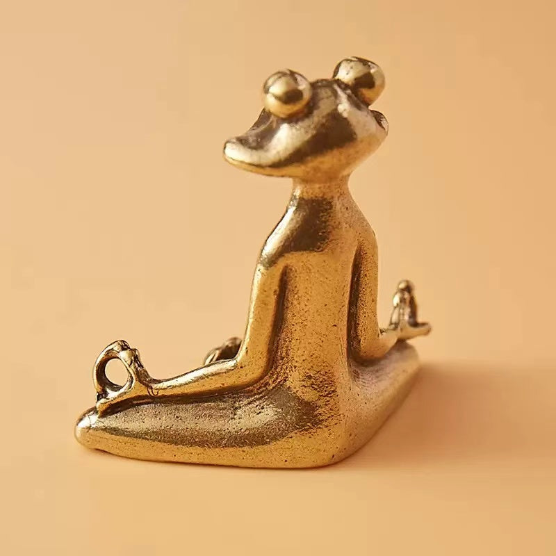 Brass meditating frog incense holder/ burner
