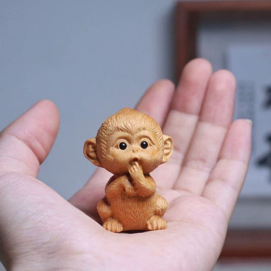 4.5CM Arborvitae wood cute baby monkey