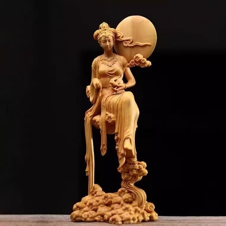 Height: 18CM Arborvitae wood moon goddess/ Chang’e
